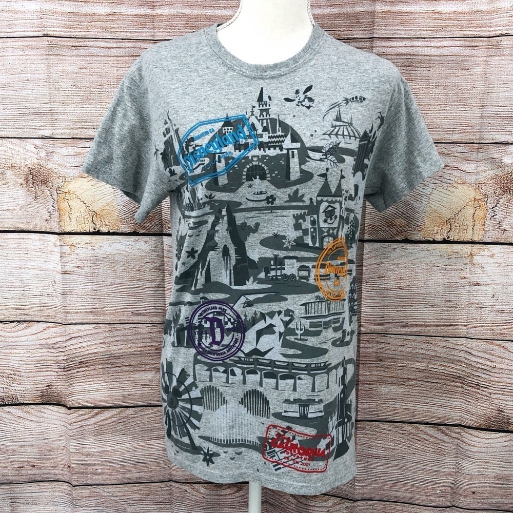 Disney Parks Disneyland Gray Short Sleeve Tee with Urban Art Design Size S